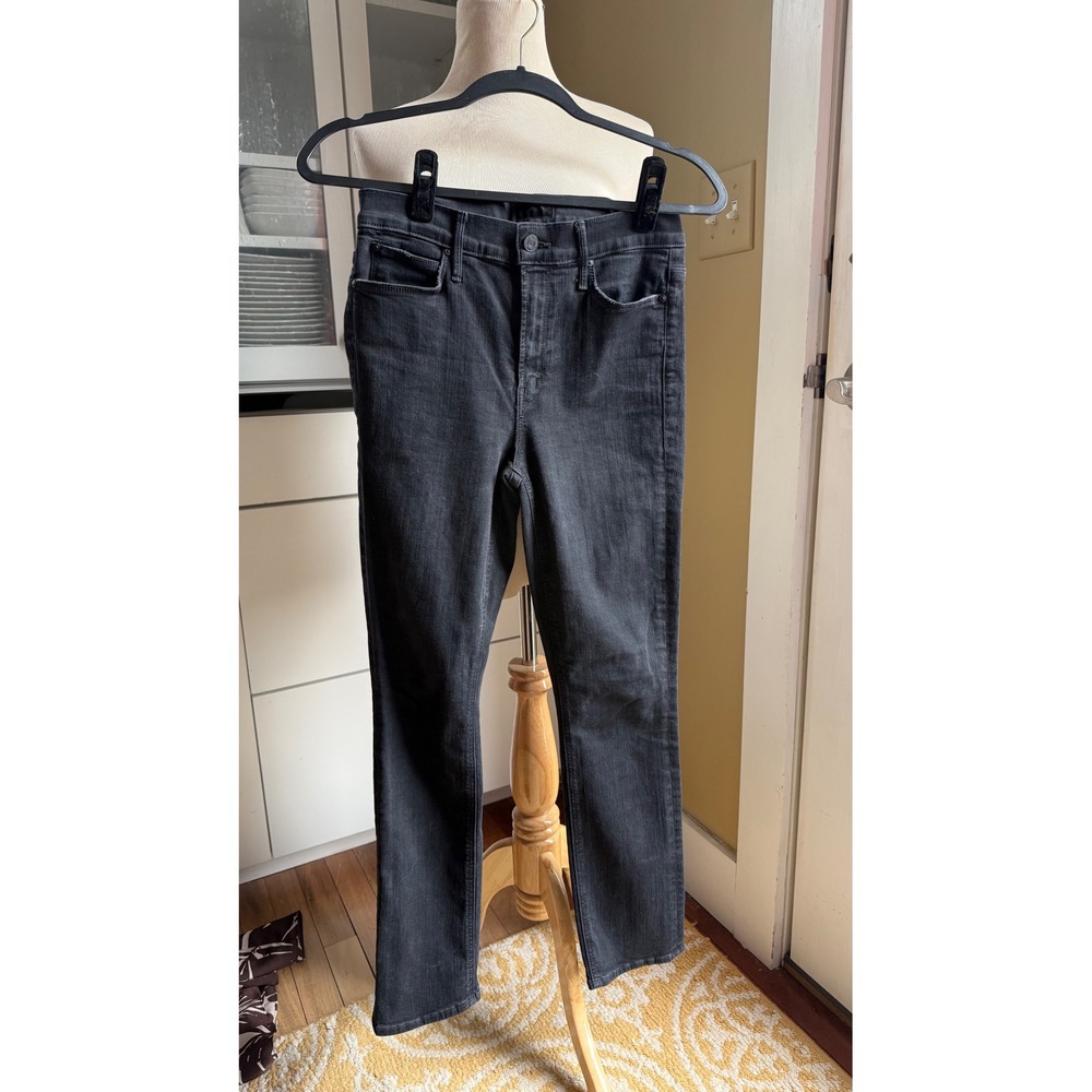 Mother The Mid Rise Dazzler Ankle Jeans Not Guilty Black Slim Straight 28